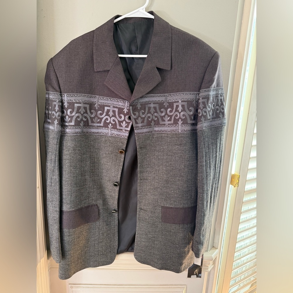 NWT Mondo New Line Classic Gray Patterned Blazer